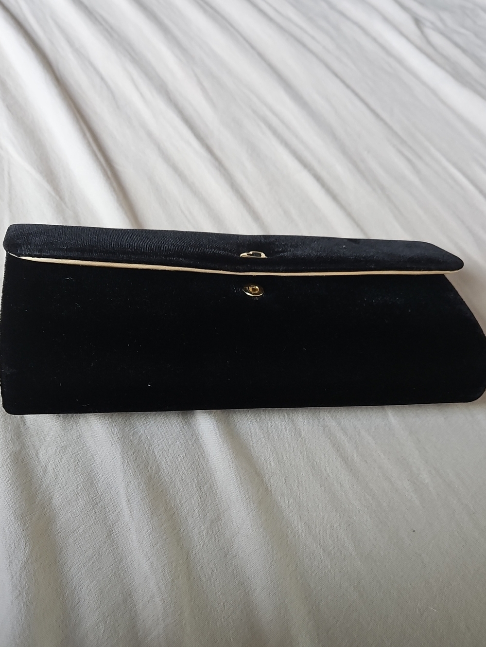 Victoria Secret Elegant Black Velvet Clutch with Gold Accent